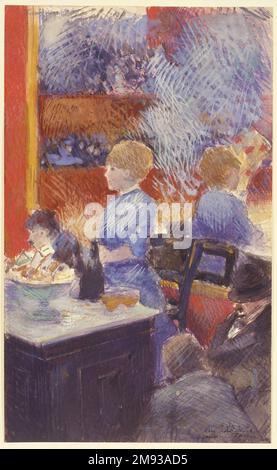 The Bar im Folies-Bergère (Le Bar aux Folies-Bergère) Jean-Louis Forain (Französisch, 1852-1931). , 1878. Lichtundurchlässige Aquarelle mit Graphitunterzeichnung auf Papier, 12 1/2 x 7 3/4 Zoll (31,8 x 19,7 cm). Europäische Art. 1878 Stockfoto