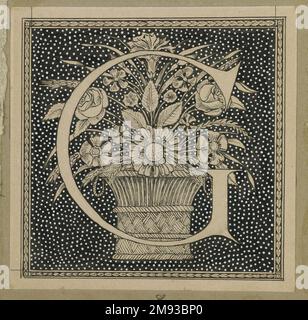 Großbuchstabe G James Tissot (Französisch, 1836-1902). , 1886-1894. Tinte auf Papier auf der Platine, Blatt: 4 5/8 x 4 5/8 Zoll (11,7 x 11,7 cm). Europäische Art. 1886-1894 Stockfoto