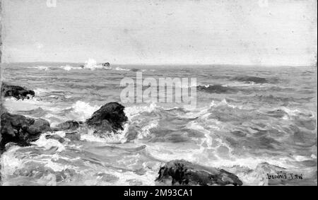 Marine Study William Trost Richards (Amerikanisch, 1833-1905). Marinestudie, 1890er. Öl auf Platte, 5 3/16 x 9 1/16 Zoll (13,2 x 23 cm). Amerikanische Kunst 1890er Stockfoto