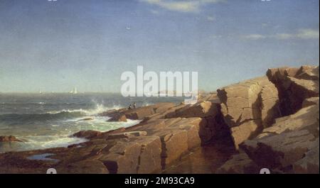 Felsen bei Nahant William Stanley Haseltine (amerikanisch, 1835-1900). Rocks in Nahant, 1864. Öl auf Segeltuch, 22 1/16 x 40 1/8 Zoll (56 x 101,9 cm). Amerikanische Kunst 1864 Stockfoto