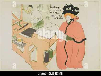 Couverture 'L'Estampe Originale' Henri de Toulouse-Lautrec (Französisch, 1864-1901). Couverture „L'Estampe Originale“, 1893. Farblithographie auf gewebtem Papier, 22 1/4 x 25 3/16 Zoll (56,5 x 64 cm). Europäische Art. 1893 Stockfoto