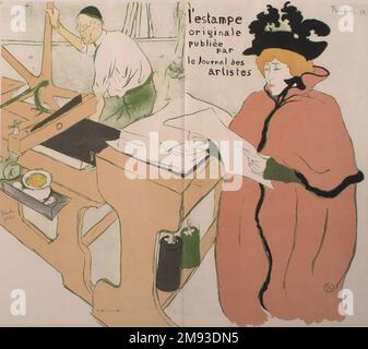 Couverture 'L'Estampe Originale' Henri de Toulouse-Lautrec (Französisch, 1864-1901). Couverture „L'Estampe Originale“, 1893. Farblithographie auf gewebtem Papier, 22 1/4 x 25 3/16 Zoll (56,5 x 64 cm). Europäische Art. 1893 Stockfoto