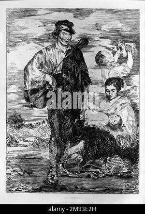 The Gypsies (Les Gitanos) Edouard Manet (Französisch, 1832-1883). Die Zigeuner (Les Gitanos), 1862. Ätzen auf Chine colle Papier, Blatt: 17 1/2 x 13 5/8 Zoll (44,5 x 34,6 cm). Europäische Art. 1862 Stockfoto