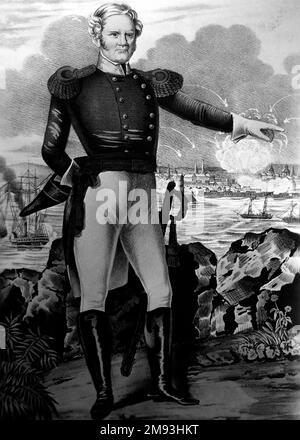 Major General Winfield ScottScott, der während des Amerikanischen Bürgerkriegs General der US-Armee war, wurde hier in der Schlacht von Vera Cruz während des Mexikanischen Krieges gesehen Stockfoto