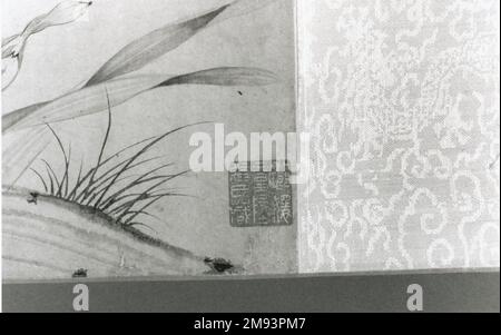 Fragment einer Handscrollen, befestigt als Hängespritze - Bambus, Orchidee und Thorn Hsueh Ch'uang. Fragment einer Handscrollen, befestigt als Hängespritze - Bambus, Orchidee und Thorn, 1279-1368. Malen mit Tinte auf Papier, Bild: 15 3/4 x 25 3/16 Zoll (40 x 64 cm). Asiatische Kunst 1279-1368 Stockfoto