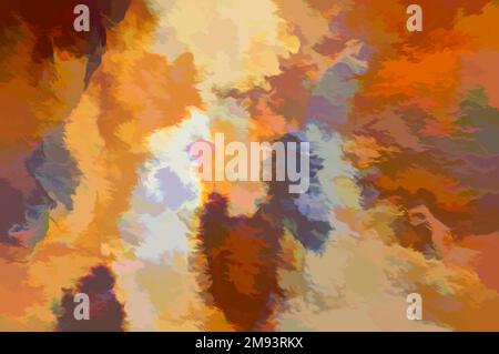 Farbenfrohe abstrakte Acrylmalerei für den Hintergrund. Orangebraun und rostig Stockfoto