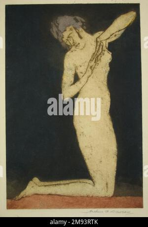 Dawn Arthur B. Davies (amerikanisch, 1862-1928). Morgengrauen, 1922 Uhr. Aquatint auf weißem Papier, Blatt: 14 3/8 x 10 1/4 cm (36,5 x 26 cm). Amerikanische Kunst 1922 Stockfoto