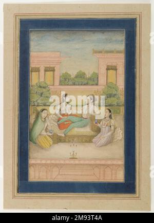 Ein Prinz und seine Gemahlin auf einem Terrace-Indianer. Ein Prinz und seine Gemahlin auf einer Terrasse, Ca. 1800. Undurchsichtige Aquarelle auf Papier, Blatt: 11 3/4 x 8 3/8 Zoll (29,8 x 21,3 cm). Asiatische Kunst ca. 1800 Stockfoto