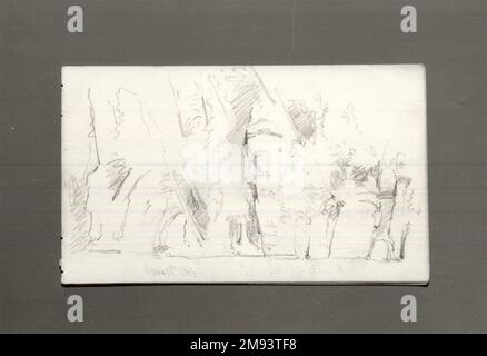 Skizzenbuch, Adirondack Subjects William Trost Richards (Amerikanisch, 1833-1905). Skizzenbuch, Adirondack-Subjekte, 1863. Graphit auf Papier, 4 3/4 x 8 Zoll Amerikanische Kunst 1863 Stockfoto