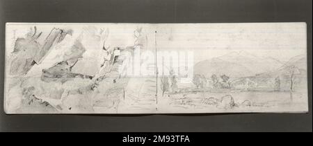 Skizzenbuch, Adirondack Subjects William Trost Richards (Amerikanisch, 1833-1905). Skizzenbuch, Adirondack-Subjekte, 1863. Graphit auf Papier, 4 3/4 x 8 Zoll Amerikanische Kunst 1863 Stockfoto