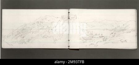 Skizzenbuch, Adirondack Subjects William Trost Richards (Amerikanisch, 1833-1905). Skizzenbuch, Adirondack-Subjekte, 1863. Graphit auf Papier, 4 3/4 x 8 Zoll Amerikanische Kunst 1863 Stockfoto