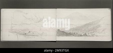 Skizzenbuch, Adirondack Subjects William Trost Richards (Amerikanisch, 1833-1905). Skizzenbuch, Adirondack-Subjekte, 1863. Graphit auf Papier, 4 3/4 x 8 Zoll Amerikanische Kunst 1863 Stockfoto