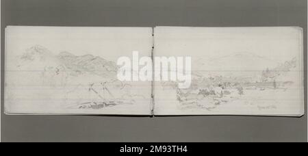 Skizzenbuch, Adirondack Subjects William Trost Richards (Amerikanisch, 1833-1905). Skizzenbuch, Adirondack-Subjekte, 1863. Graphit auf Papier, 4 3/4 x 8 Zoll Amerikanische Kunst 1863 Stockfoto