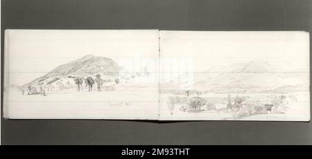 Skizzenbuch, Adirondack Subjects William Trost Richards (Amerikanisch, 1833-1905). Skizzenbuch, Adirondack-Subjekte, 1863. Graphit auf Papier, 4 3/4 x 8 Zoll Amerikanische Kunst 1863 Stockfoto