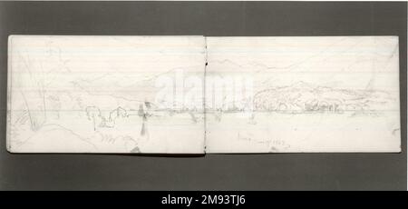 Skizzenbuch, Adirondack Subjects William Trost Richards (Amerikanisch, 1833-1905). Skizzenbuch, Adirondack-Subjekte, 1863. Graphit auf Papier, 4 3/4 x 8 Zoll Amerikanische Kunst 1863 Stockfoto