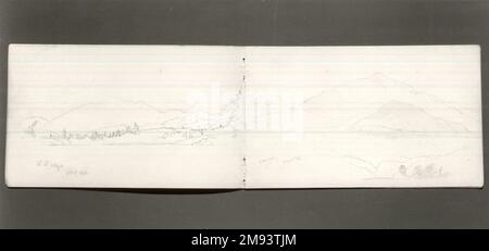 Skizzenbuch, Adirondack Subjects William Trost Richards (Amerikanisch, 1833-1905). Skizzenbuch, Adirondack-Subjekte, 1863. Graphit auf Papier, 4 3/4 x 8 Zoll Amerikanische Kunst 1863 Stockfoto