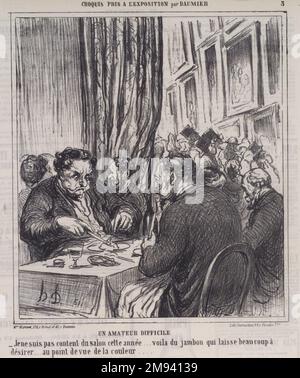 Un Amateur Difficile Honoré Daumier (Französisch, 1808-1879). , 17. Juni 1864. Lithograf auf Zeitungsdruckpapier, Blatt: 11 5/16 x 10 Zoll (28,7 x 25,4 cm). Europäische Kunst 17. Juni 1864 Stockfoto