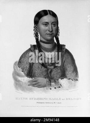 Hayne Hud-Jihini (Adler der Freude) Peter Duval. , 1833. Handfarbene Lithographie auf Papier, Blatt: 19 1/8 x 13 1/2 Zoll (48,6 x 34,3 cm). Amerikanische Kunst 1833 Stockfoto