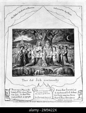 So war es auch bei Job Continuous, aus Illustrationen des Buches von Job William Blake (britisch, 1757-1827). , 1825. Gravur, 8 5/16 x 6 7/16 Zoll (21,1 x 16,3 cm). Europäische Art. 1825 Stockfoto