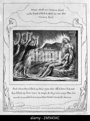 Und als sie ihre Augen weit entfernt von...(etc.) Illustrationen des Buches von Job William Blake (britisch, 1757-1827) erhoben. , 1825. Gravur, 8 5/16 x 6 7/16 Zoll (21,1 x 16,3 cm). Europäische Art. 1825 Stockfoto