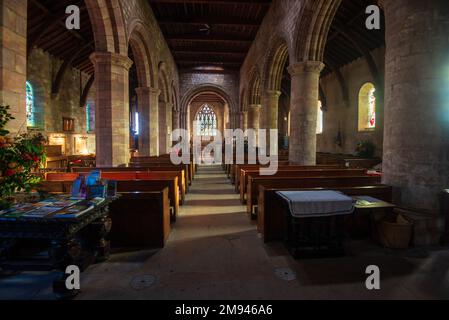 Das Innere der St. Cuthbert's Church, Norham, North Northumberland, England, Großbritannien Stockfoto