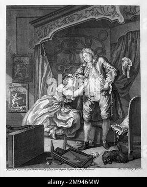 Danach von „Before and After“ William Hogarth (britisch, 1697-1764). 1736. Gravur auf liegendem Papier, 15 15/16 x 12 7/8 Zoll (40,5 x 32,7 cm). Europäische Art. 1736 Stockfoto