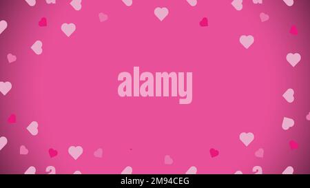 Ein hintergrunddesign zum valentinstag mit Herzformen und Farbverlauf. Valentinstag-Banner mit Platz für Textnachricht in der Mitte. Sauber minimal. Stockfoto