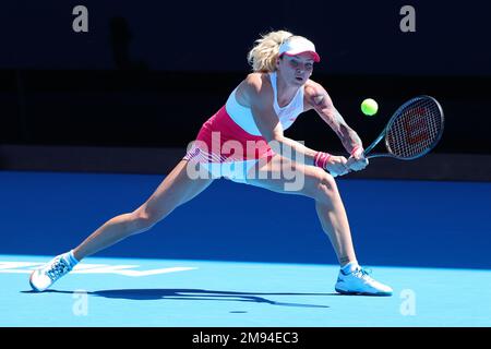 Melbourne, Australien. 17. Januar 2023. Tereza Martincova der Tschechischen Republik in Aktion während des Spiels der 1. Runde zwischen Aryna Sabalenka und Tereza Martincova der Tschechischen Republik 2. Tag bei der Australian Open Tennis 2023 in der Rod Laver Arena, Melbourne, Australien am 16. Januar 2023. Foto von Peter Dovgan. Nur redaktionelle Verwendung, Lizenz für kommerzielle Verwendung erforderlich. Keine Verwendung bei Wetten, Spielen oder Veröffentlichungen von Clubs/Ligen/Spielern. Kredit: UK Sports Pics Ltd/Alamy Live News Stockfoto