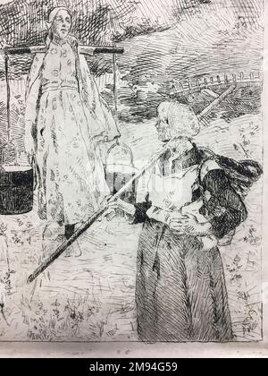 Holland Gari Melchers (Amerikanisch, 1860-1932). In Holland, 20. Jahrhundert. Ätzen auf gewebtem Papier, Platte: 7 3/4 x 5 7/8 Zoll (19,7 x 14,9 cm). Amerikanische Kunst 20. Jahrhundert Stockfoto