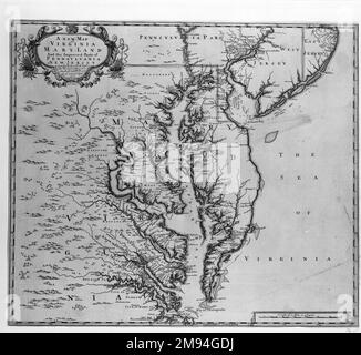 A New Map of Virginia , Maryland, and the Improved Parts of Pennsylvania and New Jersey (überarbeitet von) John Senex (britisch, aktiv 1690-1740). , 1721. Gravur auf Papier, 19 1/4 x 22 Zoll (48,9 x 55,9 cm). Europäische Art. 1721 Stockfoto