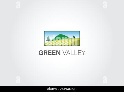 Abstraktes und kreatives Green Valley für Natur- und Landschaftsdesign Logo-Design-Vektor editierbar Stock Vektor