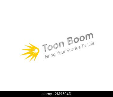 Toon Boom Animation, Gedrehtes Logo, Weißer Hintergrund Stockfoto