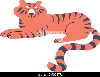 Tigertier, Säugetier mit süßem Gesichtsausdruck Stock Vektor