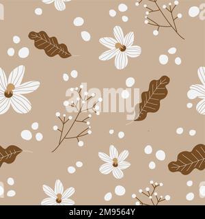 Blühende Blumen und Blätter, nahtlose Muster Stock Vektor