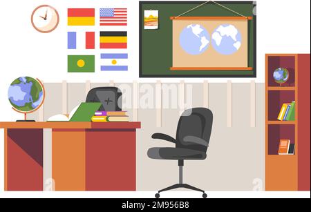 Das Innere des Lehrerhauses oder des Klassenzimmers in der Schule Stock Vektor