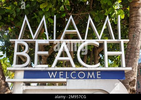 Miami Beach Schild Reise in Florida, USA Stockfoto