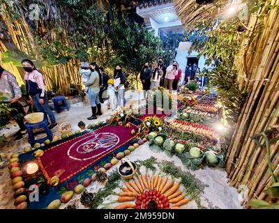 Blick auf das ländliche maya-Dorf kaqchikel San Antonio Aguas Calientes, während der Heiligen Woche in der Nähe von Antigua Guatemala Stockfoto