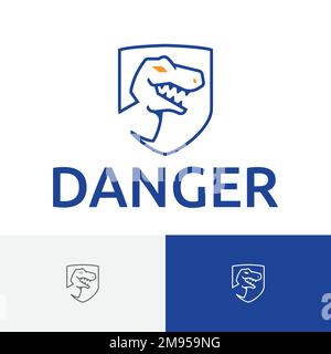 „Danger Wild Animal“-T-rex Dinosaur Adventure Park Line Logo Stock Vektor