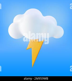 3D Cloud mit isoliertem Lightning-Symbol Stock Vektor