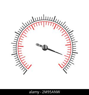 Runde Skala mit zwei Messtabellen und Pfeil. Vorlage für Druckmesser, Drehzahlmesser, Tachometer, Barometer-Armaturenbrett isoliert auf weißem Hintergrund. Grafische Vektordarstellung Stock Vektor