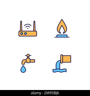 Home Services Pixel Perfect RGB-Farbsymbole eingestellt Stock Vektor