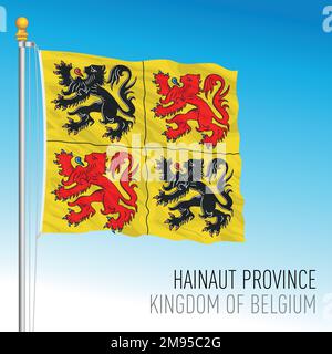 Flagge der Provinz Hennegau, Königreich Belgien, Vektordarstellung Stock Vektor