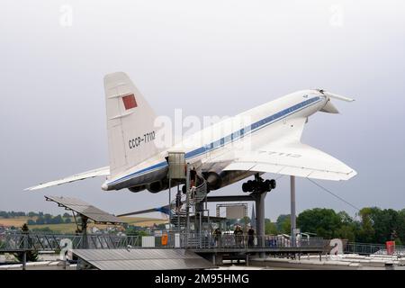 Deutschland, Sinsheim, Technisches Museum Sinsheim: Tupolev TU-144, Überschall-Passagierflugzeug, entworfen von Aleksey Tupolev Tupolev Stockfoto