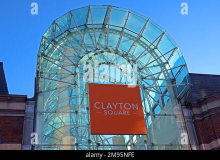 Clayton Square Shopping Centre, Schild und Glasdach, Great Charlotte St, Liverpool, Merseyside, England, UK, L1 1QR Stockfoto