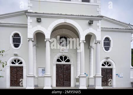 Mahe Seychellen, Tür der makellosen Empfängniskirche in der Stadt Victoria Stockfoto