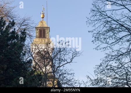 Uhrenturm in der Festung Petrovaradin - Novi Sad Serbien - architektonischer Hintergrund Stockfoto