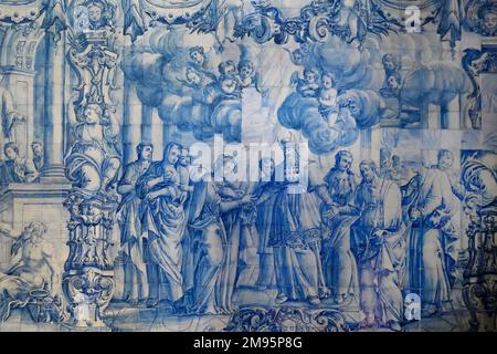 Maria von der Empfängnis Eremitage, Wand mit Azulejos bedeckt, Loule, Faro Bezirk, Algarve, Portugal Stockfoto