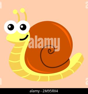 Ein Vektor einer süßen Schnecke, isoliert auf pinkfarbenem Hintergrund Stock Vektor