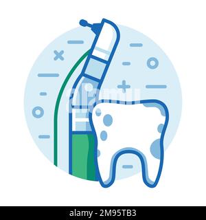 Symbol für „Zerfallszahn“ und „Dental Drill“ in „Line Art“ Stock Vektor