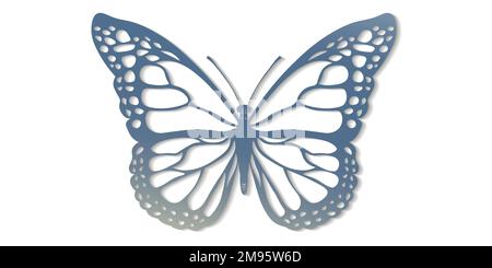 Kunstschmetterling mit Papierschnitt. Elegantes Designelement für Grußkarten, Hochzeits- und Einladungskarten. Papierschnitt abstrakter Hintergrund. Schmetterlingsgrafik Stock Vektor